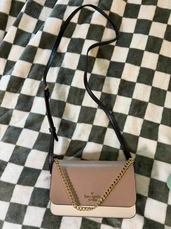 Kate Spade Madison Cross Body Flap Bag in Beige, Ivory, and Black - Picture 2 of 6